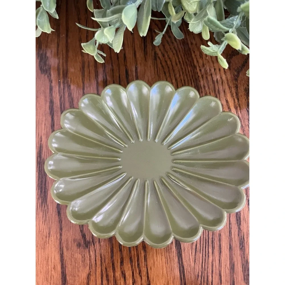 Vintage Soap Dish Tray Avocado Green 1960s Retro USA Bathroom Kitchen